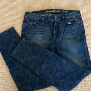 Eddie Bauer slightly curved, skinny ankle. Size 8 jeans
